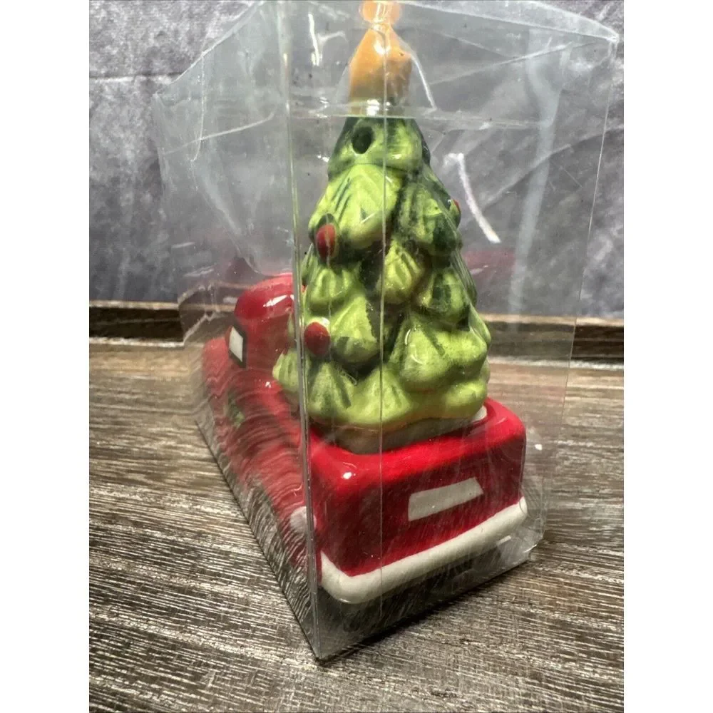 Red Truck w/ Christmas Tree Salt & Pepper Shakers Set by Robert Stanley 2014 NIP